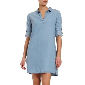 Mavi Lara V-Neck Light Denim Tencel Shirtdress